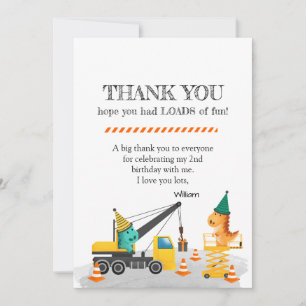 Construction 2nd Birthday Party, Dinosaur Theme Invitation