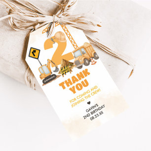 Construction 2nd Birthday Party Favor Tags