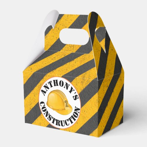 Construction 2nd Birthday  Yellow  Black Stripes Favor Boxes