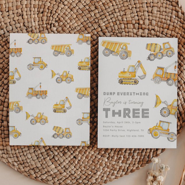 Construction 3rd Birthday Invitation | Zazzle construction-3rd-birthday-invitation-zazzle