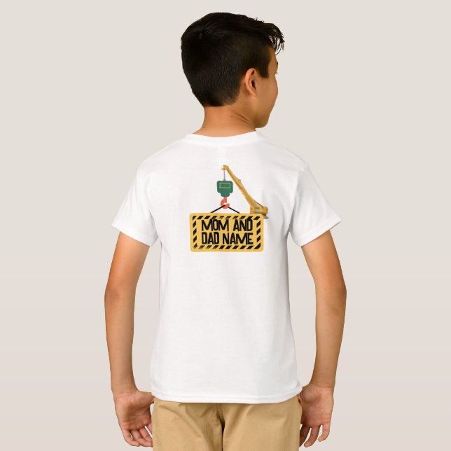 Construction 3rd Birthday Invitation Template | Ed T-Shirt (Back Full)