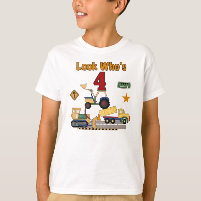 Construction 4th Birthday T-Shirt (Front)
