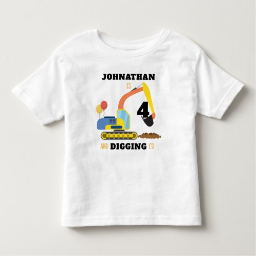 Construction 4th Birthday Toddler T_shirt