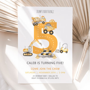 Construction 5th Birthday Invitation