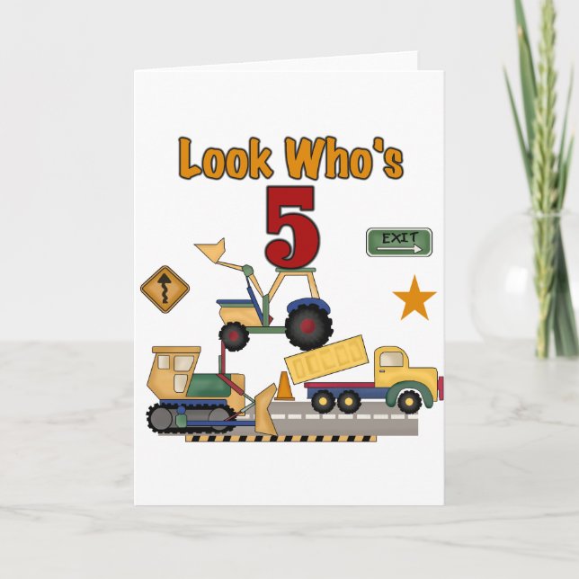 Construction 5th Birthday Tshirts and Gifts Card (Front)