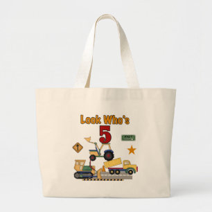 Construction 5th Birthday Tshirts and Gifts Large Tote Bag