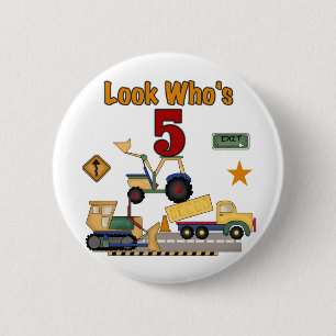 Construction 5th Birthday Tshirts and Gifts Pinback Button