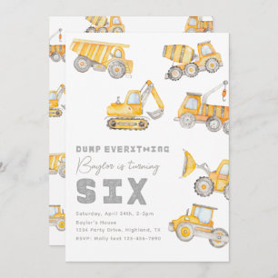 Construction 6th Birthday Invitation