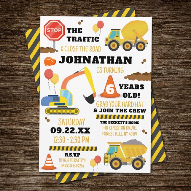 Construction 6th Birthday Invitation (Creator Uploaded)