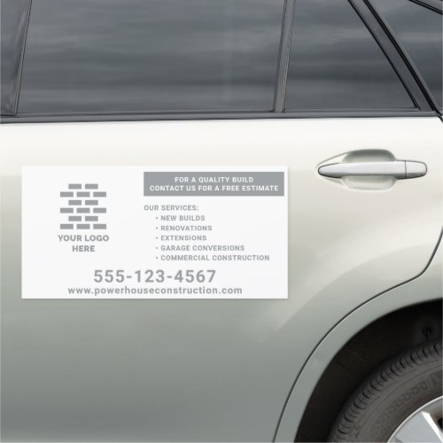 Construction Add Your Logo Gray Text 12x24 Car Magnet