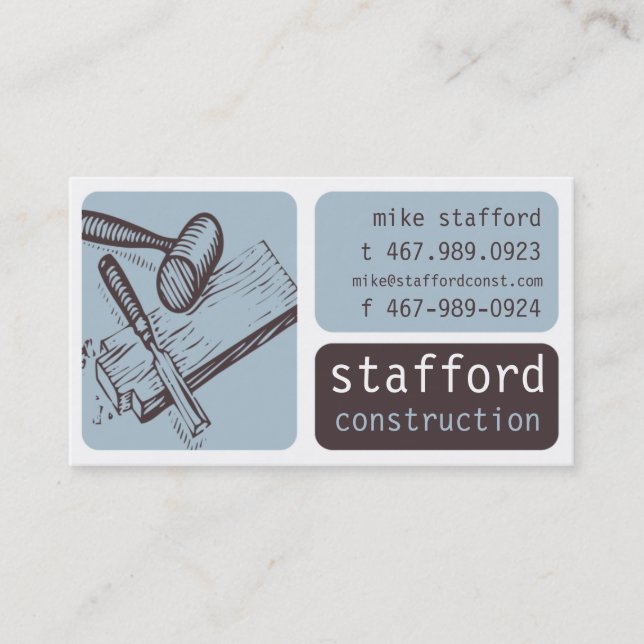 Construction and Carpentry Business Card (Front)