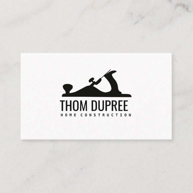 Construction and Carpentry Carpenter Hand Plane Business Card (Front)