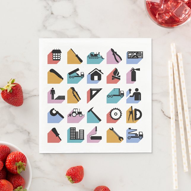 Construction and DIY Home Improvement Icons Napkins (Creator Uploaded)