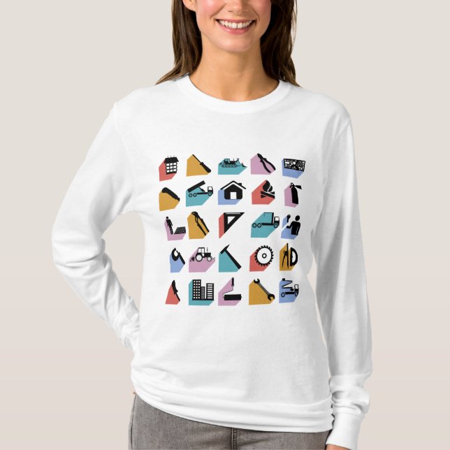 Construction and DIY Home Improvement Icons T-Shirt (Front)
