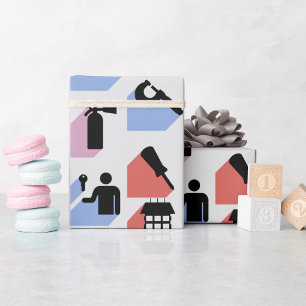 Construction and DIY Home Improvement Icons Wrapping Paper