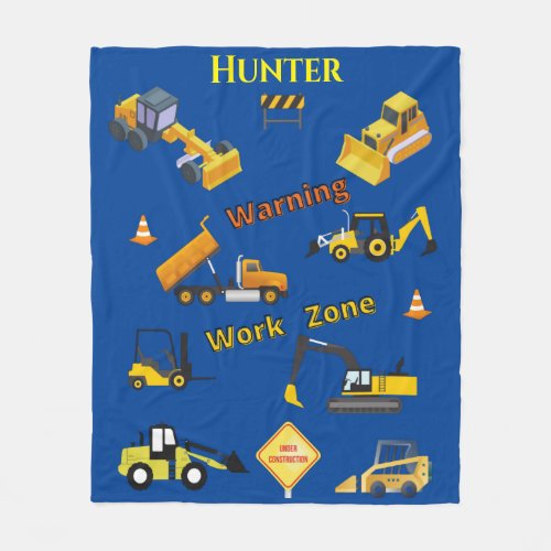 Construction and Excavation Warning Work Zone Fleece Blanket