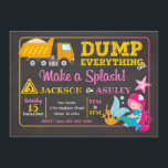Construction and Mermaid Joint Birthday Invitation<br><div class="desc">All designs are © Happy Panda Print</div>