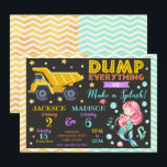 Construction and Mermaid Joint Birthday Invitation<br><div class="desc">All designs are © Happy Panda Print</div>