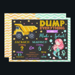 Construction and Mermaid Joint Birthday Invitation<br><div class="desc">All designs are © Happy Panda Print</div>