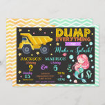 Construction and Mermaid Joint Birthday Invitation<br><div class="desc">All designs are © Happy Panda Print</div>