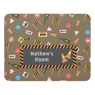 Construction and Road Signs Brown. Door Sign