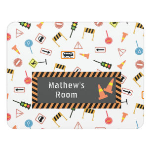 Construction and Road Signs White.  Door Sign