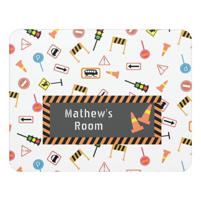 Construction and Road Signs White.  Door Sign (Contemporary Front)