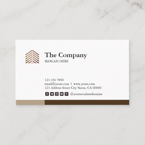 Construction Architect Social Brown Business Card