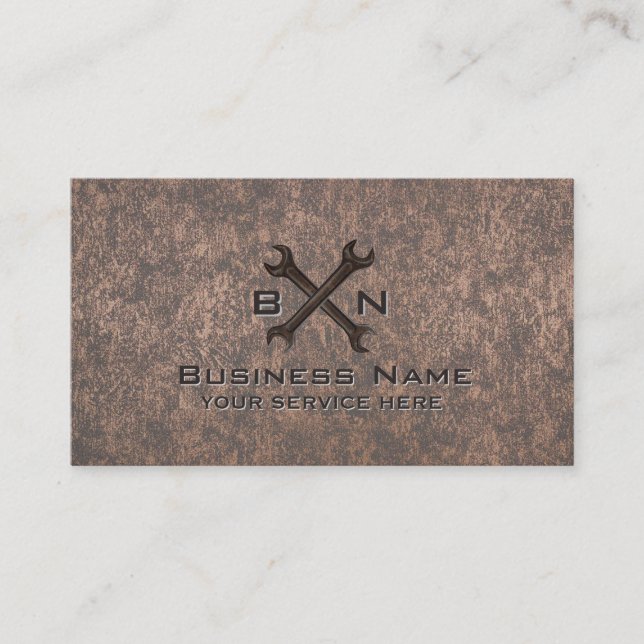 Construction Auto Repair Handyman Metallic Copper Business Card (Front)