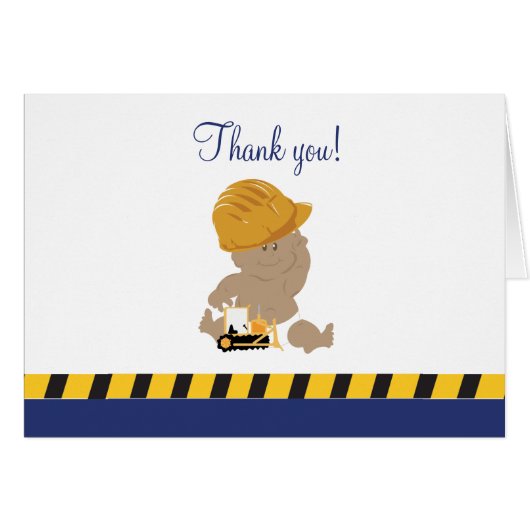 Construction Baby Boy Bulldozer Thank you Notes (Front Horizontal)