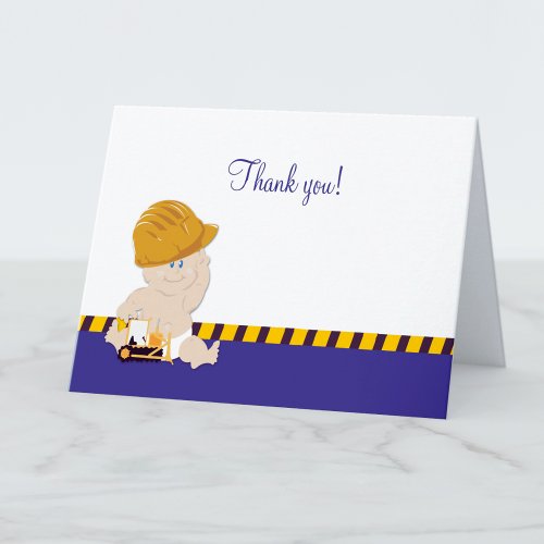 Construction Baby Boy Bulldozer Thank you Notes