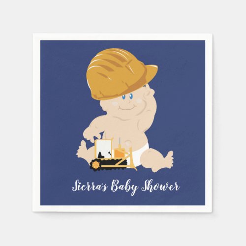 Construction Baby Boy Shower Custom Napkins