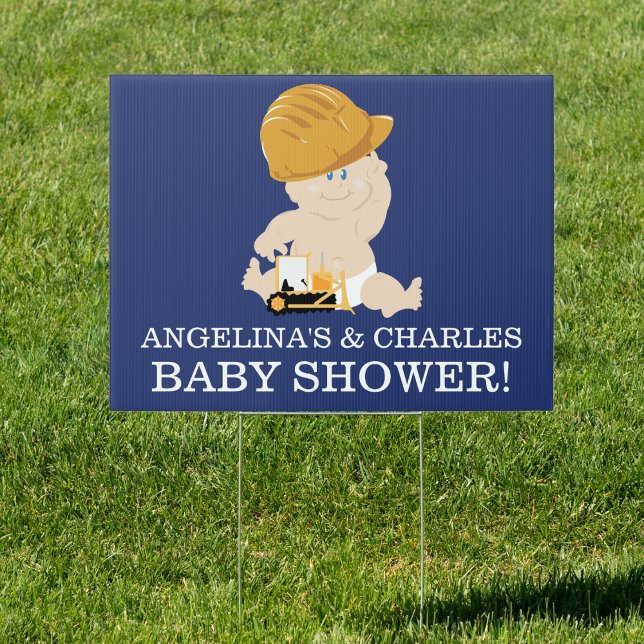 Construction Baby Custom Baby Shower Yard Sign (Construction Baby Shower Custom Yard Sign)