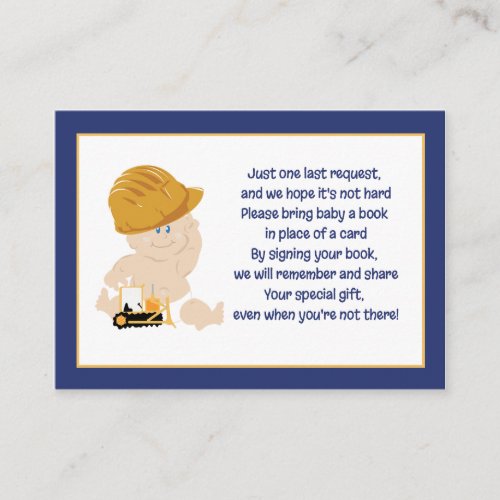 Construction Baby Enclosure Book Request Cards