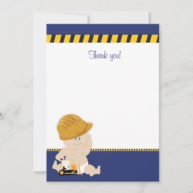 Construction Baby (Navy Blue) Flat Thank You note (Front)