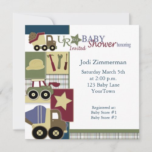 construction_baby_shower2, Jodi Zimmerman, Satu... Personalized Invitation