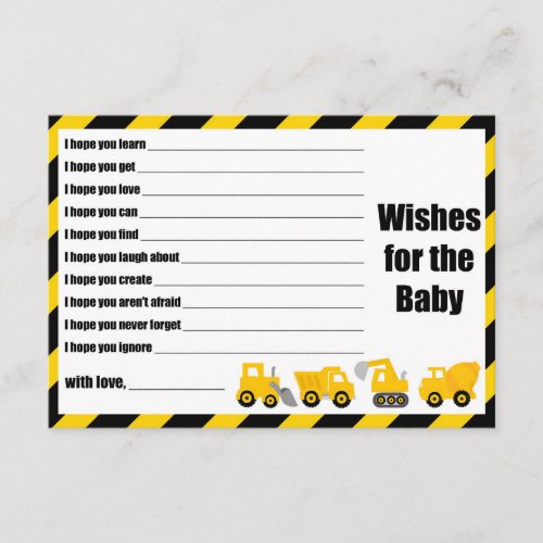 Construction Baby Shower Advice Cards
