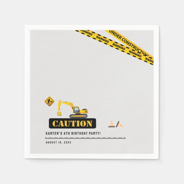 Construction Baby Shower Birthday Party Supplies Napkins (Front)