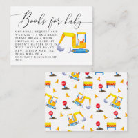 Construction Baby Shower Book Request Card