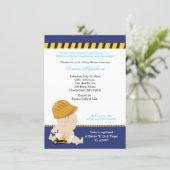 Construction Baby Shower Bulldozer Cute  Invitation (Standing Front)