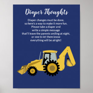 Construction Baby Shower Diaper Thoughts Game Poster