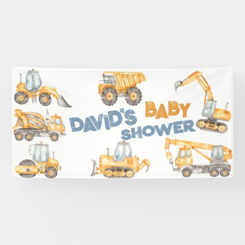 Construction Baby Shower Dump Truck Party Banner