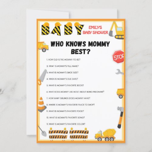 Construction Baby Shower Game _ Editable Name _ In Invitation