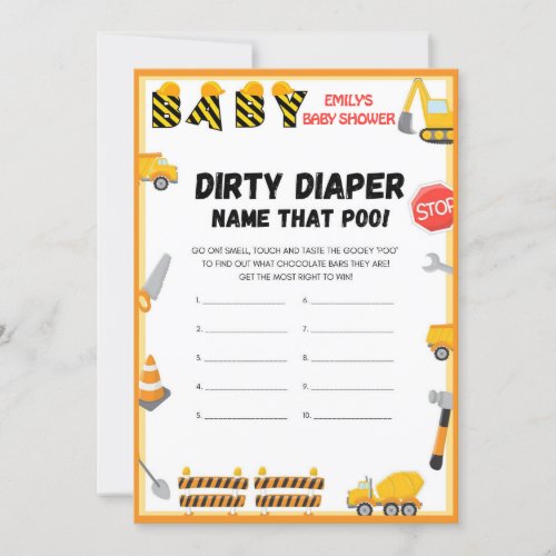 Construction Baby Shower Game _ Editable Name _ In Invitation