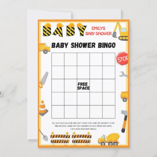 Construction Baby Shower Game _ Editable Name _ Invitation