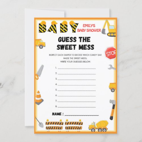 Construction Baby Shower Game _ Editable Name _ Invitation