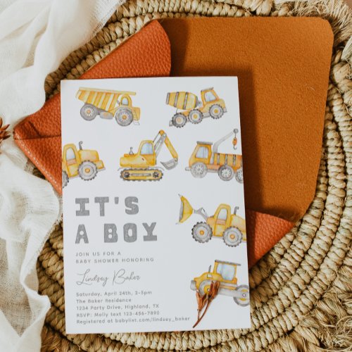 Construction Baby Shower Invitation