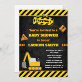 Construction Baby Shower Invitation Baby Boy (Front/Back)