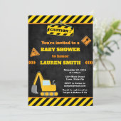Construction Baby Shower Invitation Baby Boy (Standing Front)