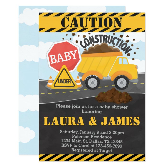 construction baby shower invitations